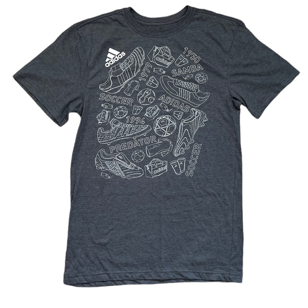 Adidas gray soccer graphic print mens t-shirt Sz Medium